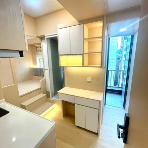 油麻地窝打老道studio B房-超赞装修多储物空间，带大露台一览城市景观，四大校全部15分钟即达，油麻地地铁上盖