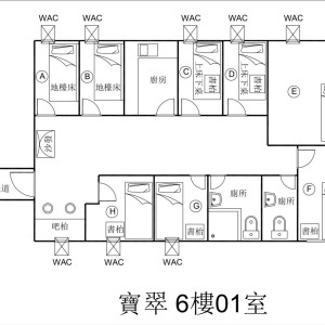 油麻地宝翠大厦01室F房-限男生，油麻地地铁上盖，近医院市场，四大校全部15分钟内通勤