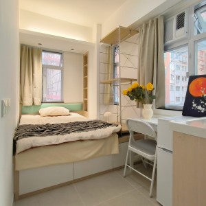 佐敦文蔚楼-Flat 1 Studio B-三铁上盖户型精巧，开扬窗户-理工/港大/城大/都会/浸会 15-30min通勤